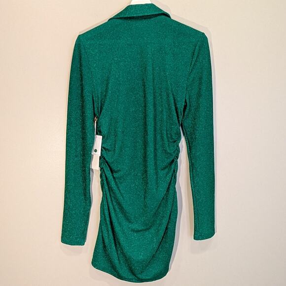Good American Shirt Dress Green Sparkle NYE Festive Holiday Glam - Size 3(L) - Picture 2 of 8